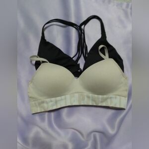 Victoria Sport-Blk Front Hook. PINK-Grey/Pink Back Closure Bra.
